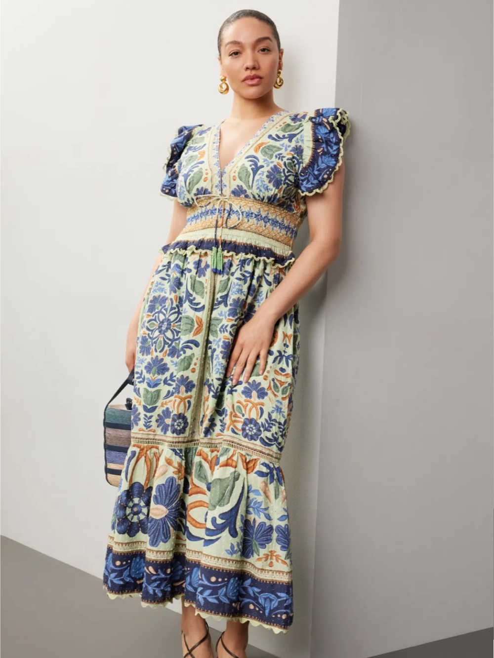 Farm Rio Ocean Tapestry Maxi Dress | Size M | Green Floral | Cotton - Picture 5 of 16
